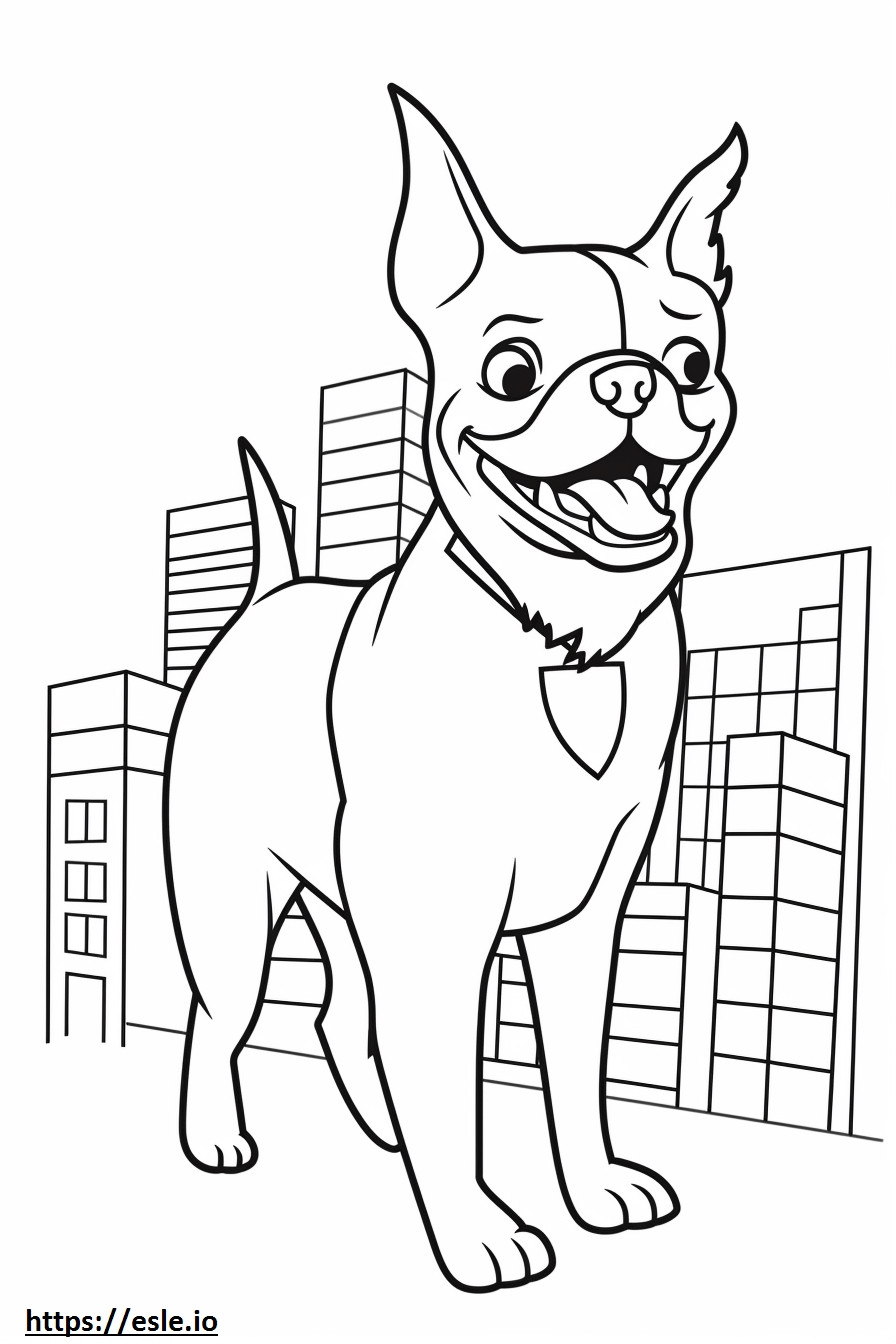 Boston Terrier cartoon coloring page