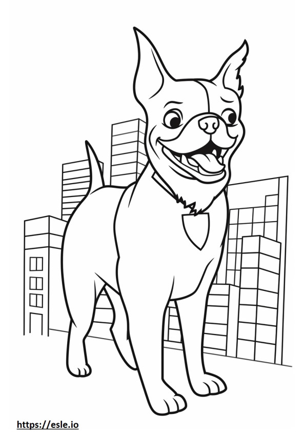 dibujos animados de terrier de boston para colorear e imprimir