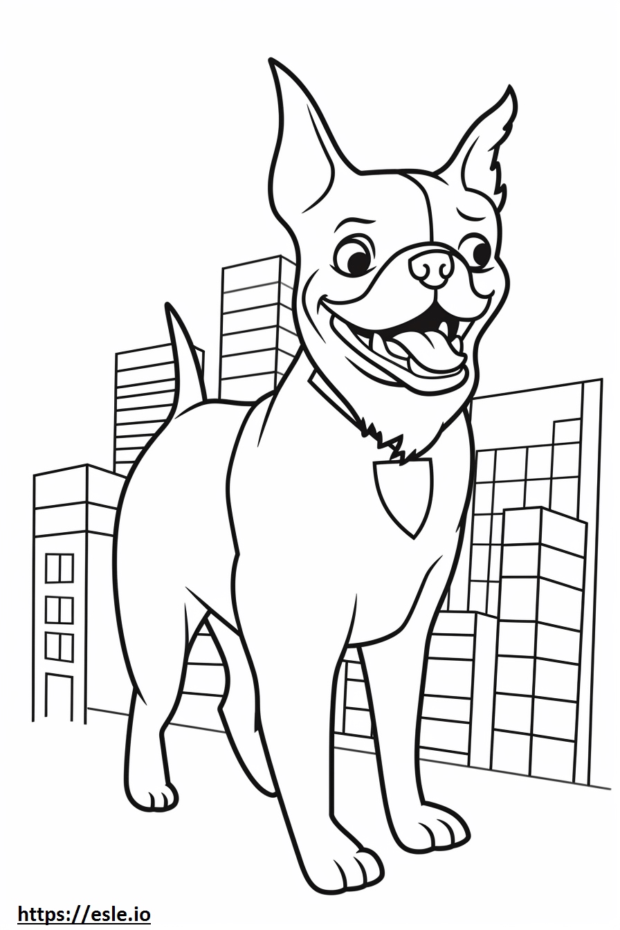 Boston Terrier-Cartoon ausmalbild
