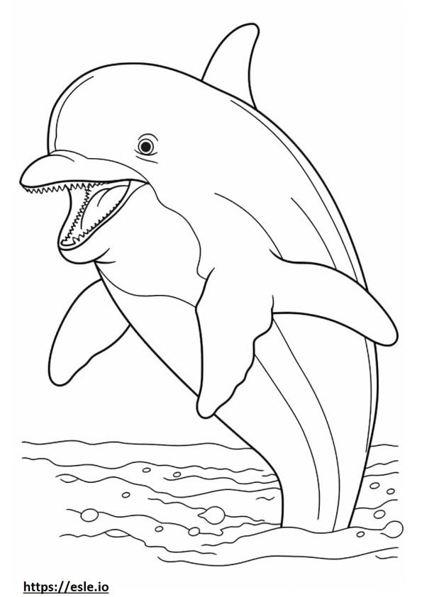 Bottlenose Dolphin smile emoji coloring page