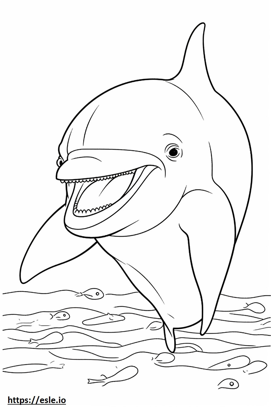 Emoji cu zâmbet de delfin cu mufă de colorat