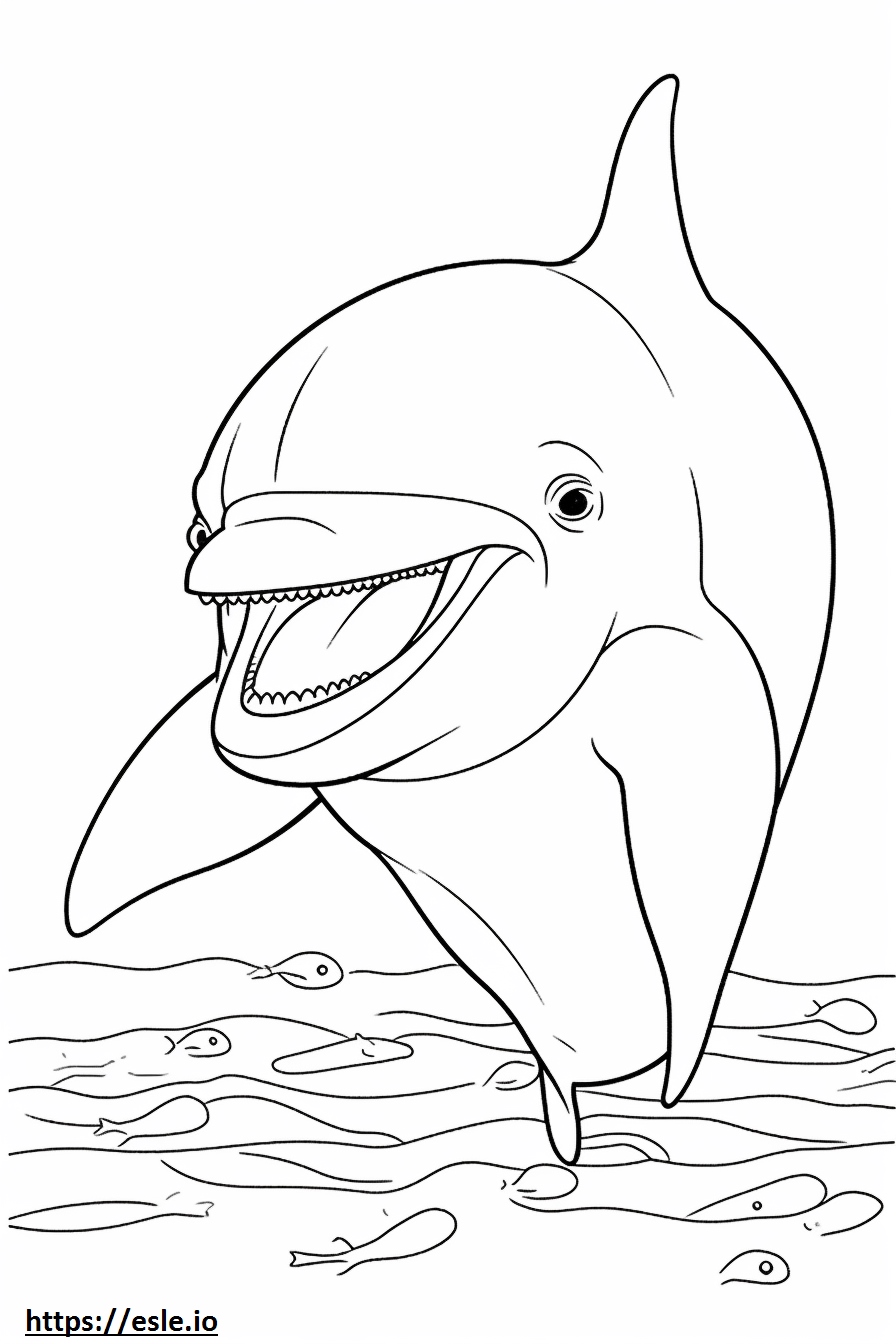 Bottlenose Dolphin smile emoji coloring page