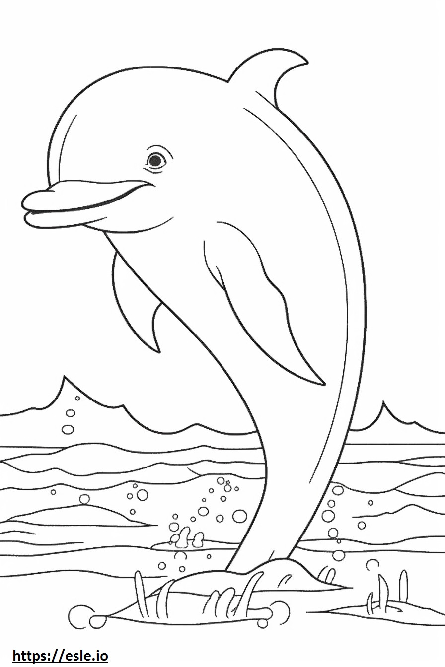 Delfín mular Kawaii para colorear e imprimir