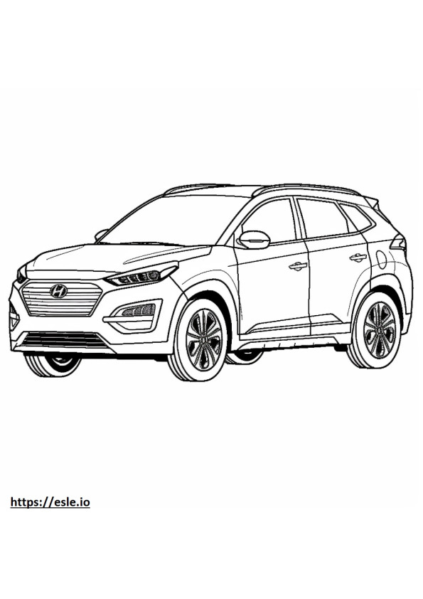 Hyundai Tucson Hybrid Biru 2024 gambar mewarnai