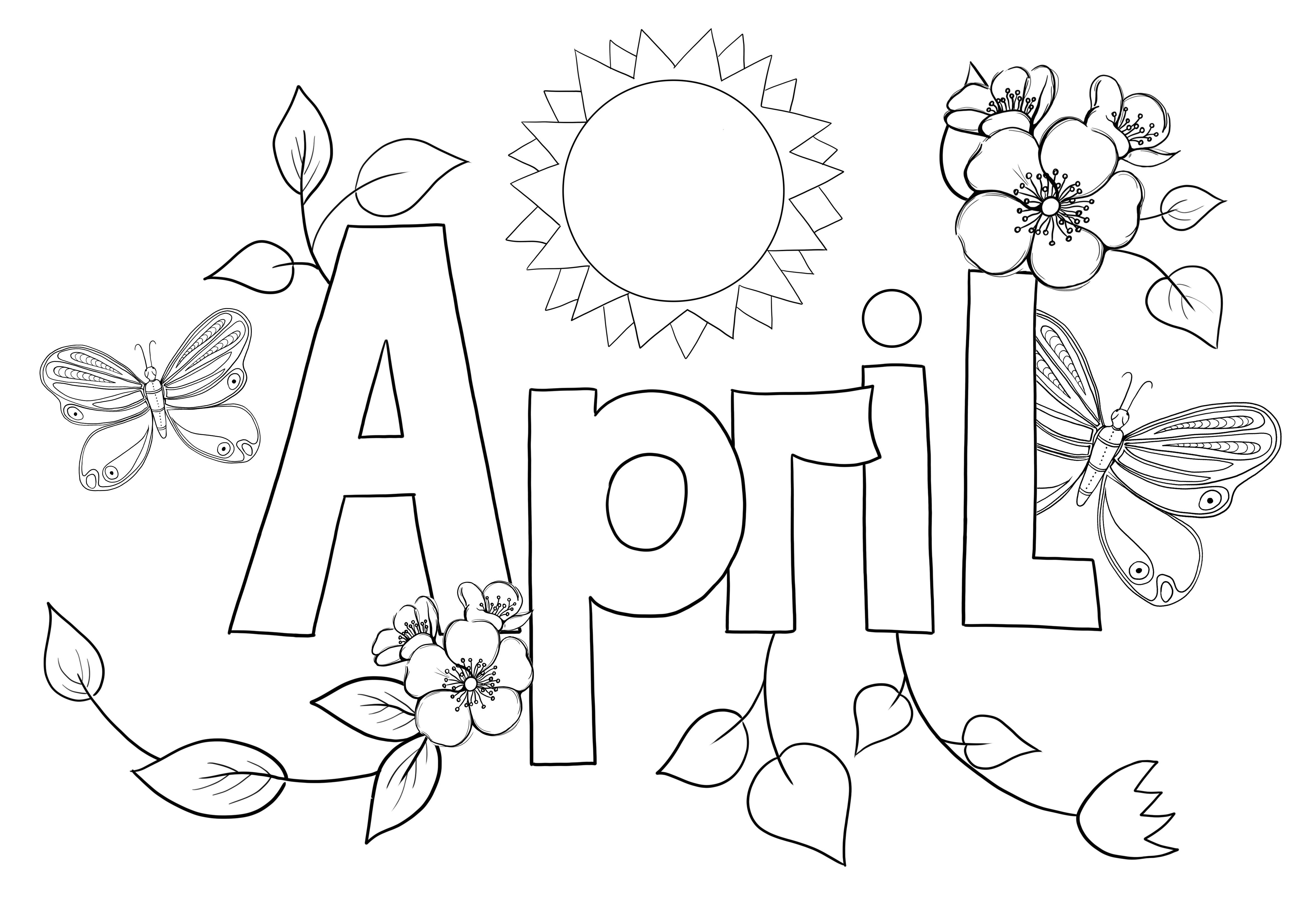 Luna aprilie pentru colorare simplă și imprimare gratuită