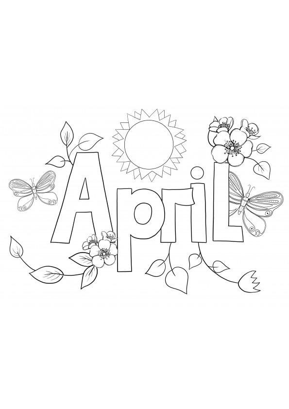 April month for simple coloring and printing for free