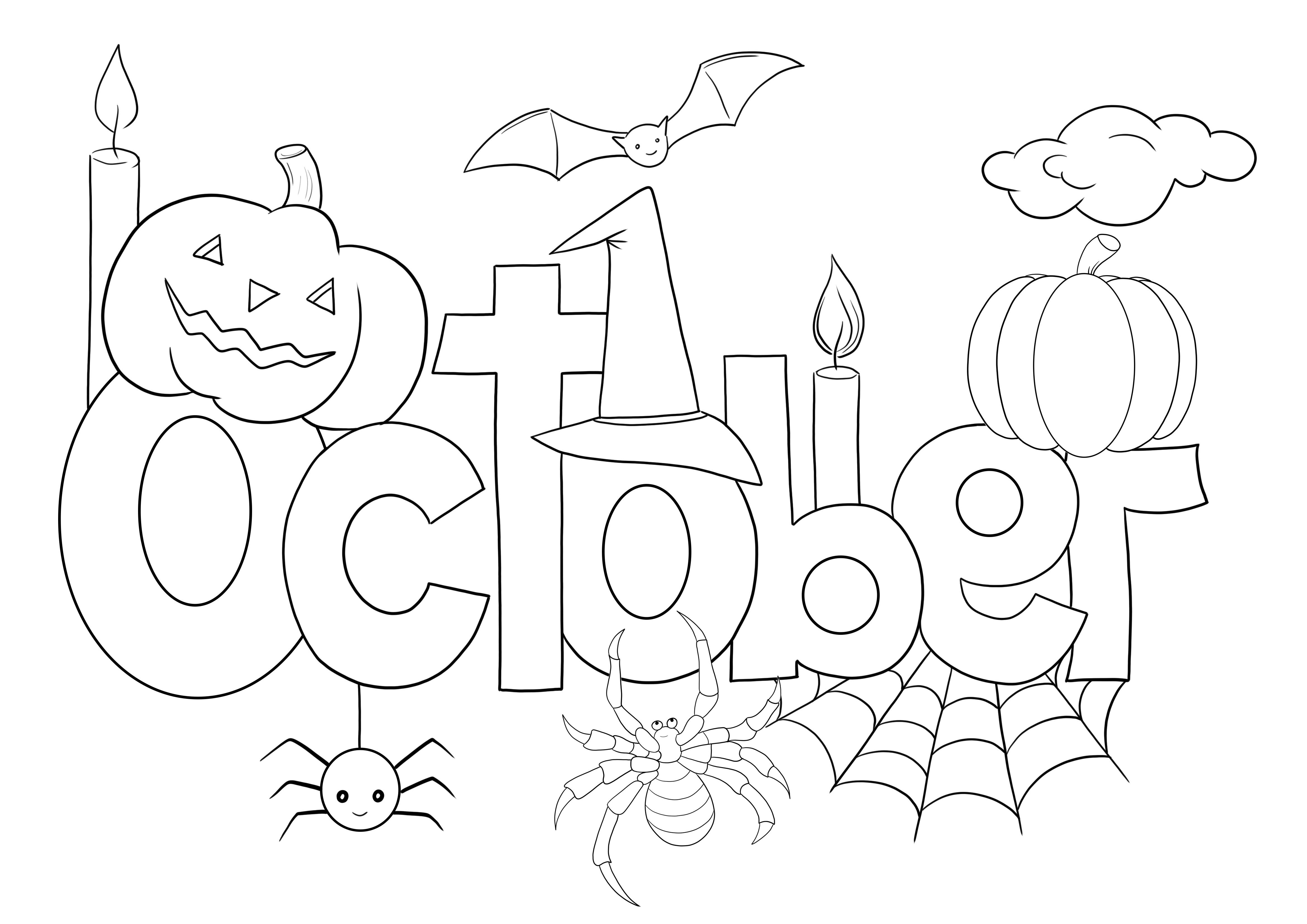 Dibujo para colorear de octubre gratis para descargar y colorear.