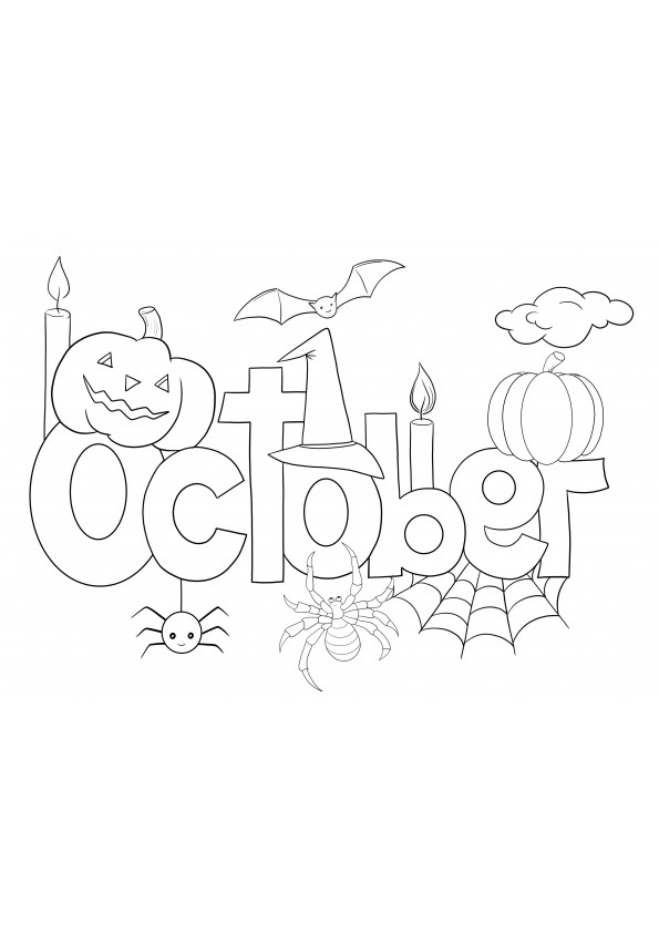 October coloring picture free to download and color