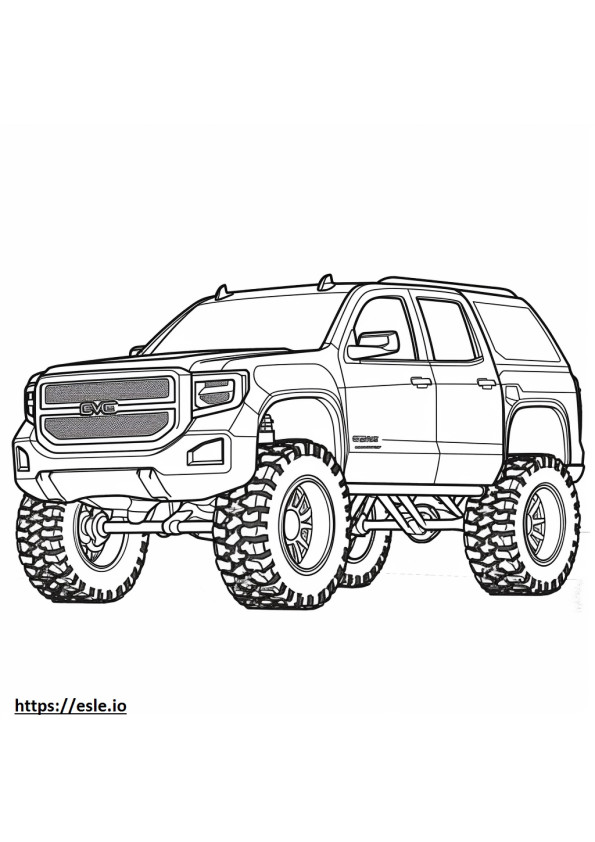 GMC Sierra Mud Terrain Reifen 4WD 2024 ausmalbild