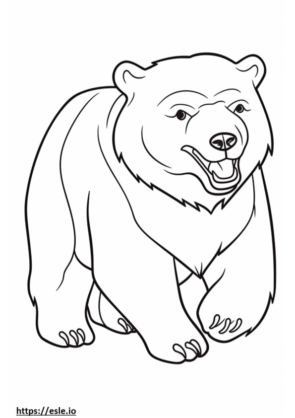 Bruine beer glimlach emoji kleurplaat