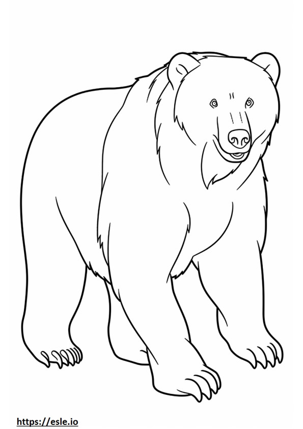 Ruskea karhu onnellinen värityskuva