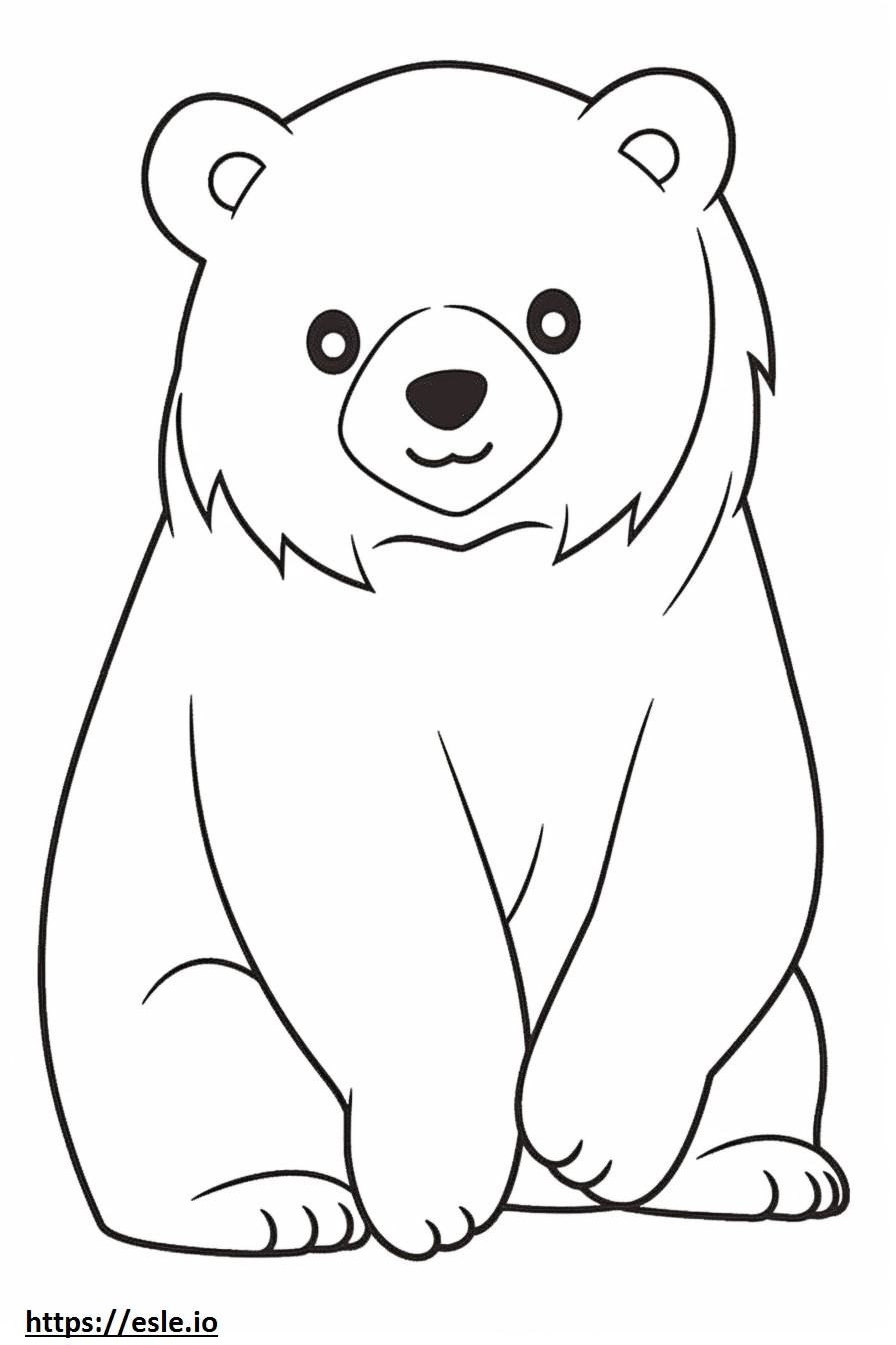 Ruskea karhu Kawaii värityskuva
