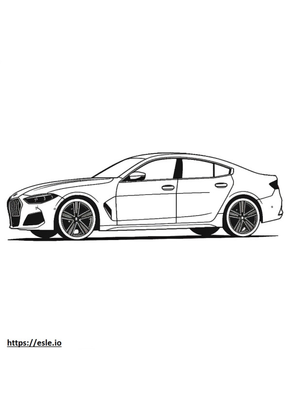 BMW i4 eDrive35 Gran Coupé (ruedas de 18 pulgadas) 2024 para colorear e imprimir