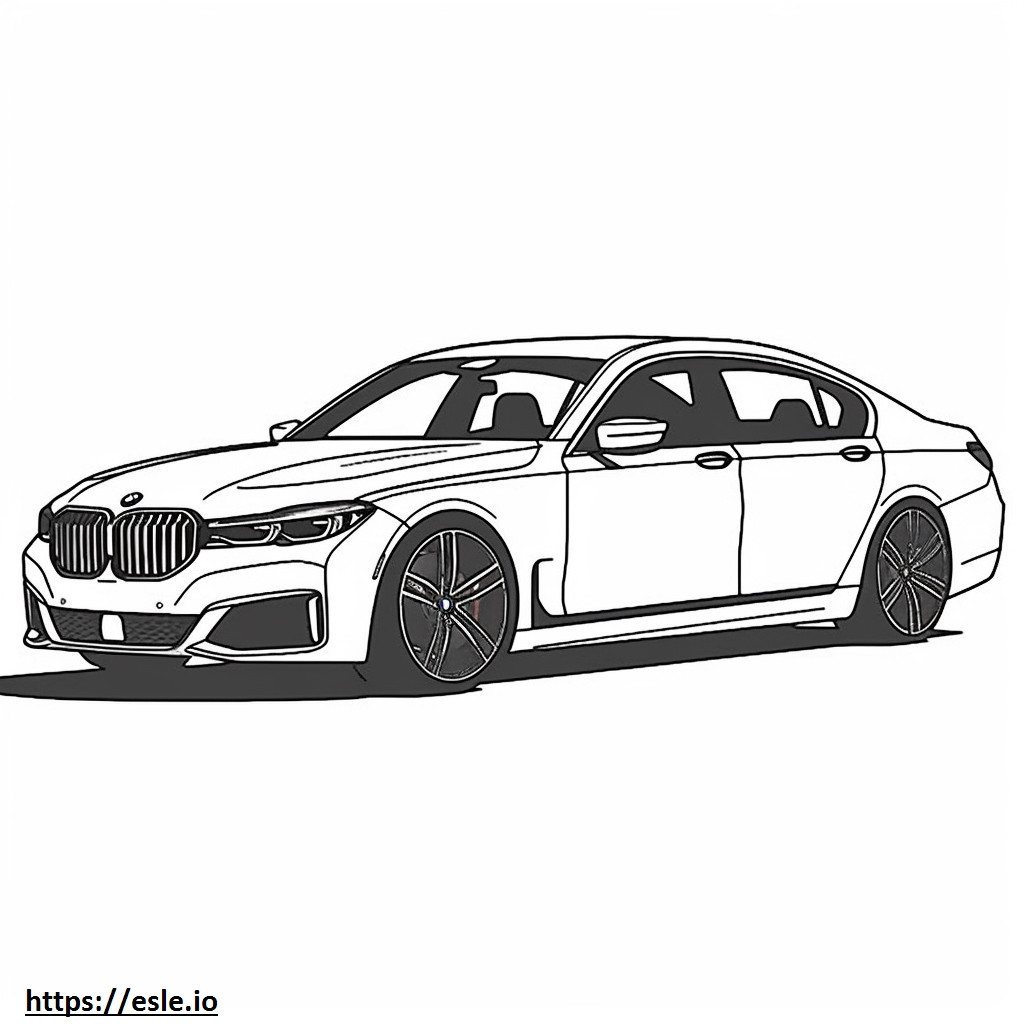 BMW i7 M70 xDrive セダン (20 インチ ホイール) 2024 ぬりえ - 塗り絵