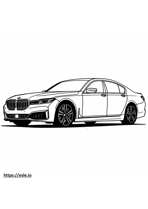 BMW i7 M70 xDrive セダン (21 インチ ホイール) 2024 ぬりえ - 塗り絵