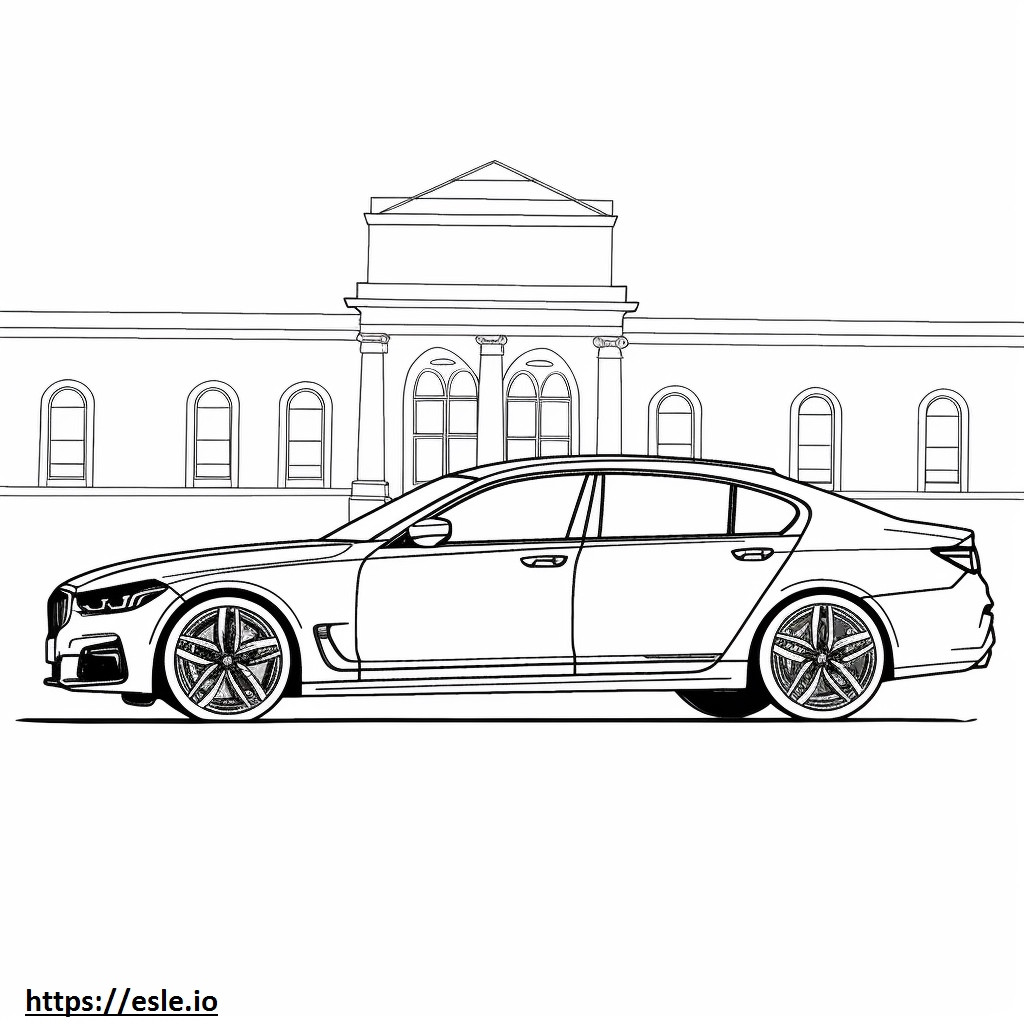Coloriage BMW i7 xDrive60 Berline (roues 19 pouces) 2024 à imprimer
