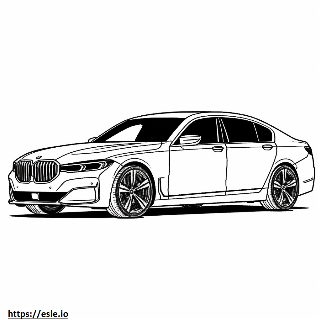 Coloriage BMW i7 xDrive60 Berline (roues 20 pouces) 2024 à imprimer