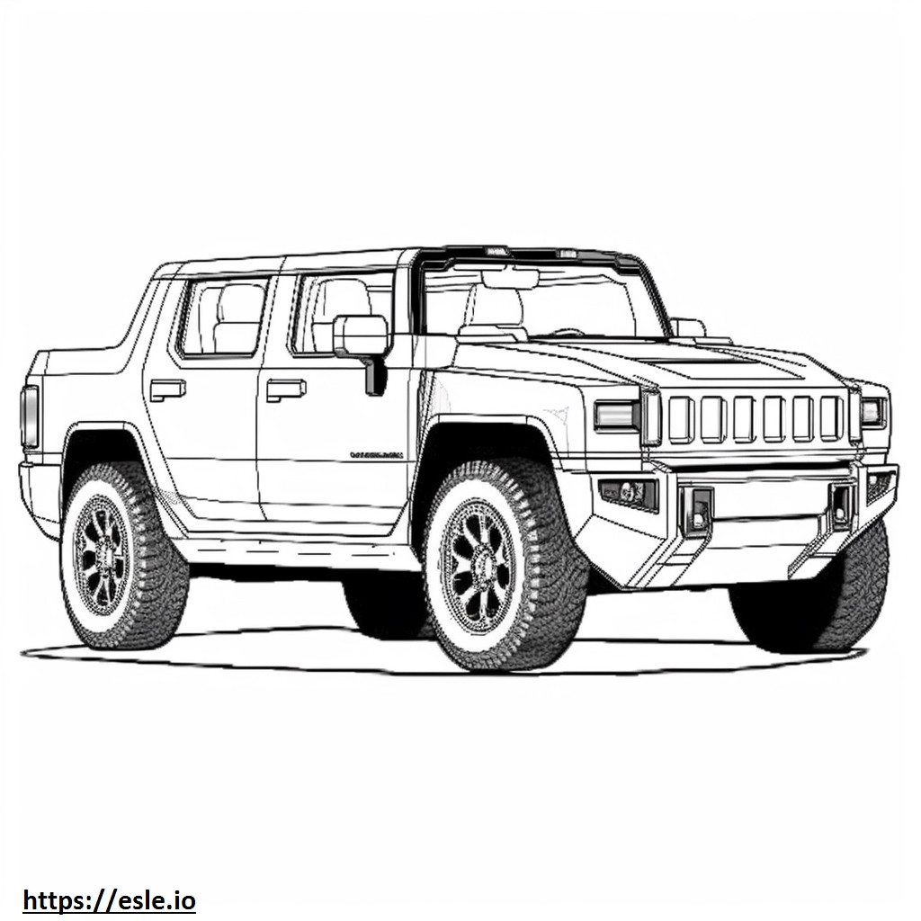 GMC Hummer EV Pickup MT-Reifen 2024 ausmalbild