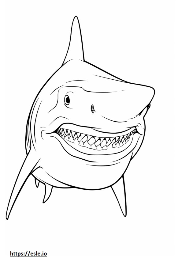 Emoji de sonrisa de tiburón toro para colorear e imprimir