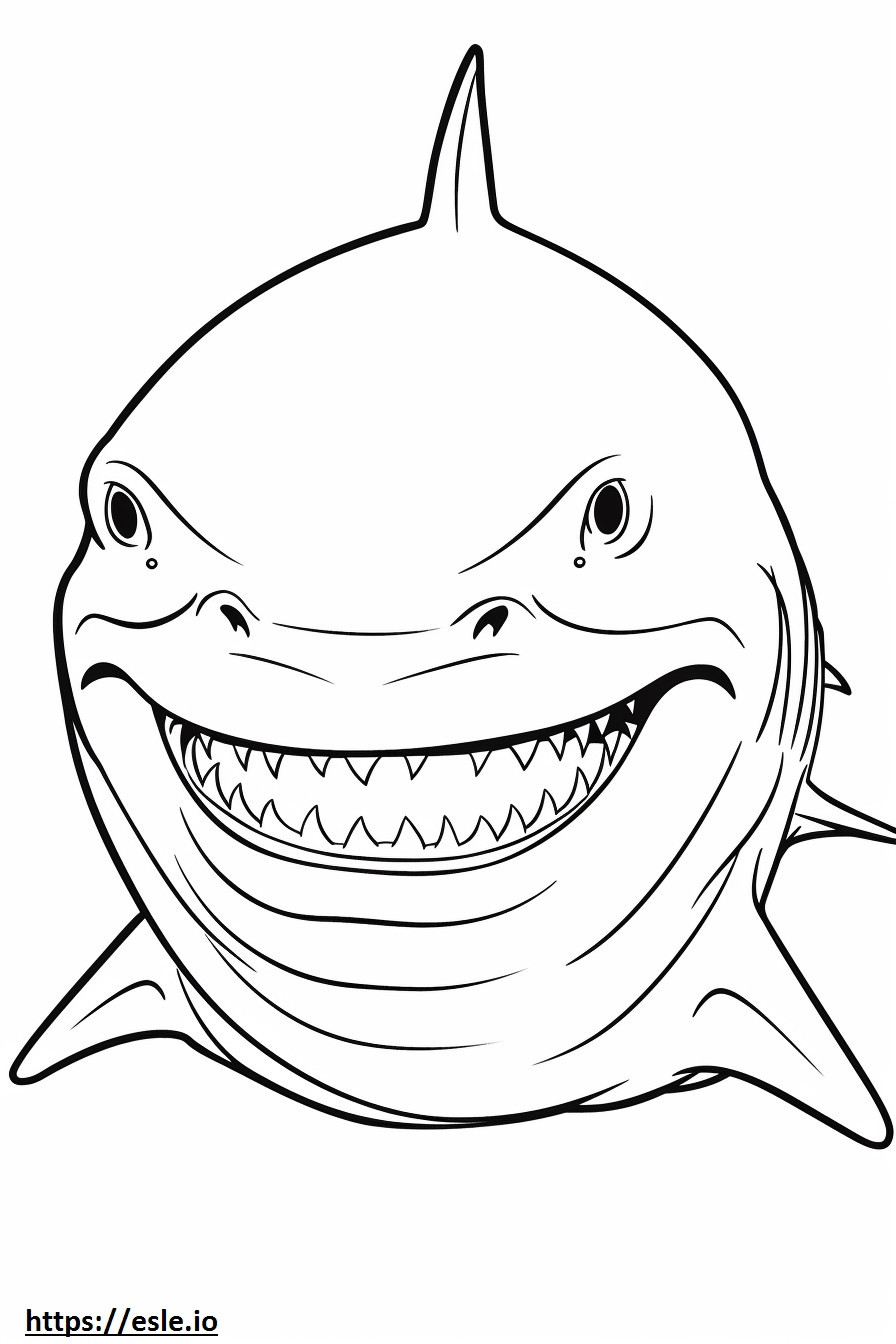 Emoji de sorriso de tubarão-touro para colorir