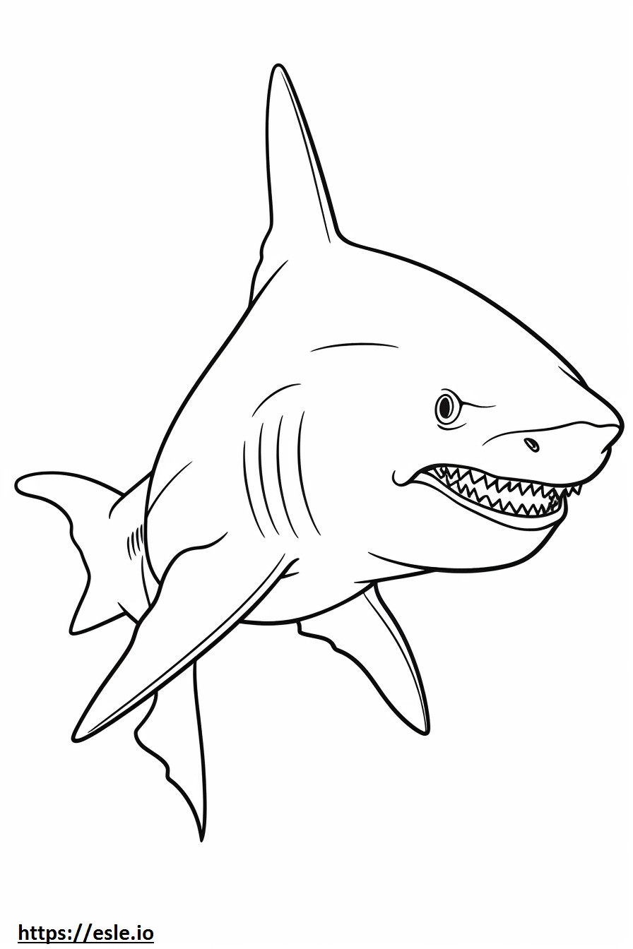 Dibujos animados de tiburón toro para colorear e imprimir