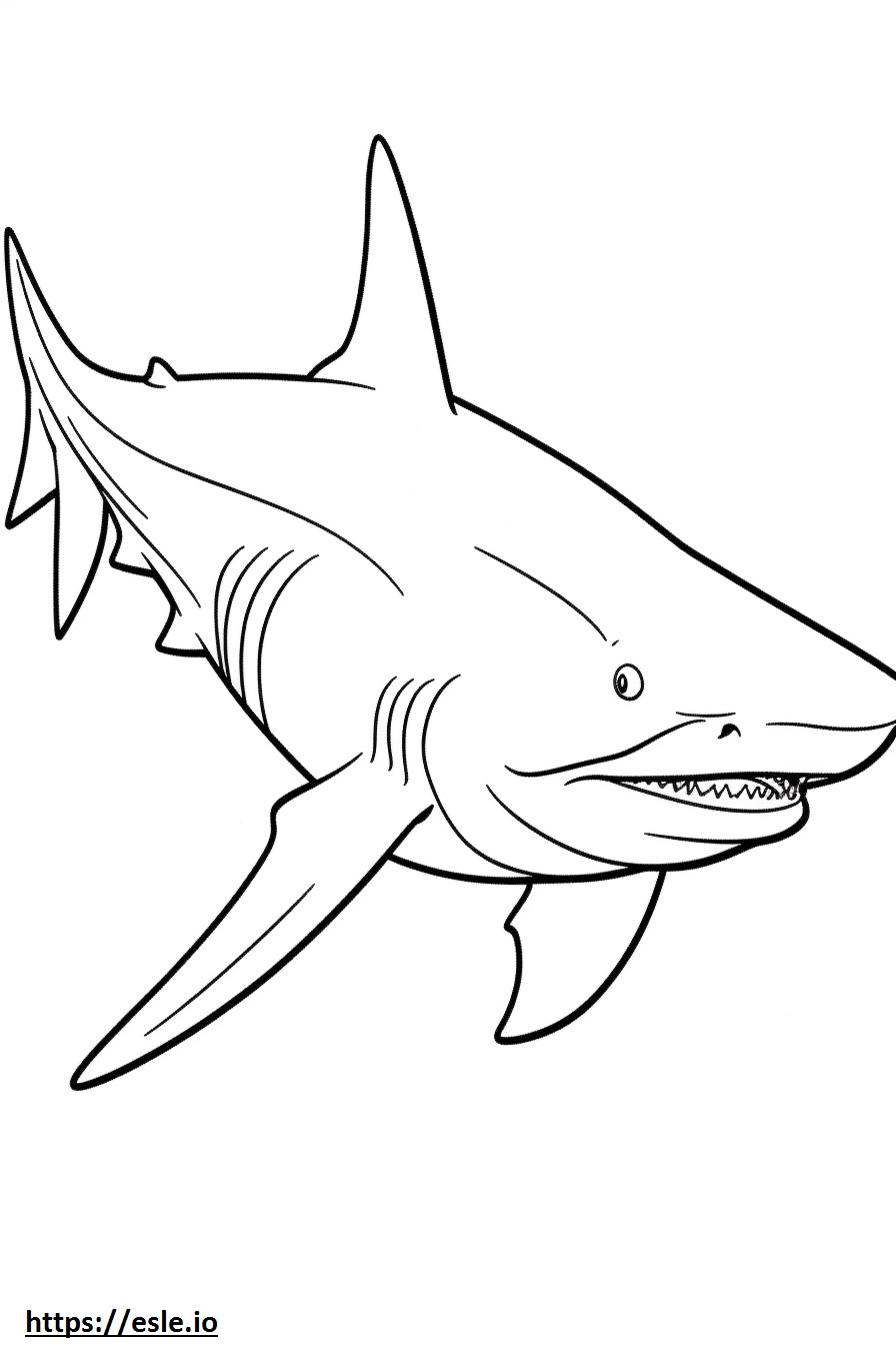 Dibujos animados de tiburón toro para colorear e imprimir
