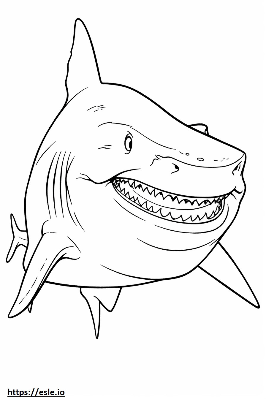 Coloriage Requin bouledogue heureux à imprimer