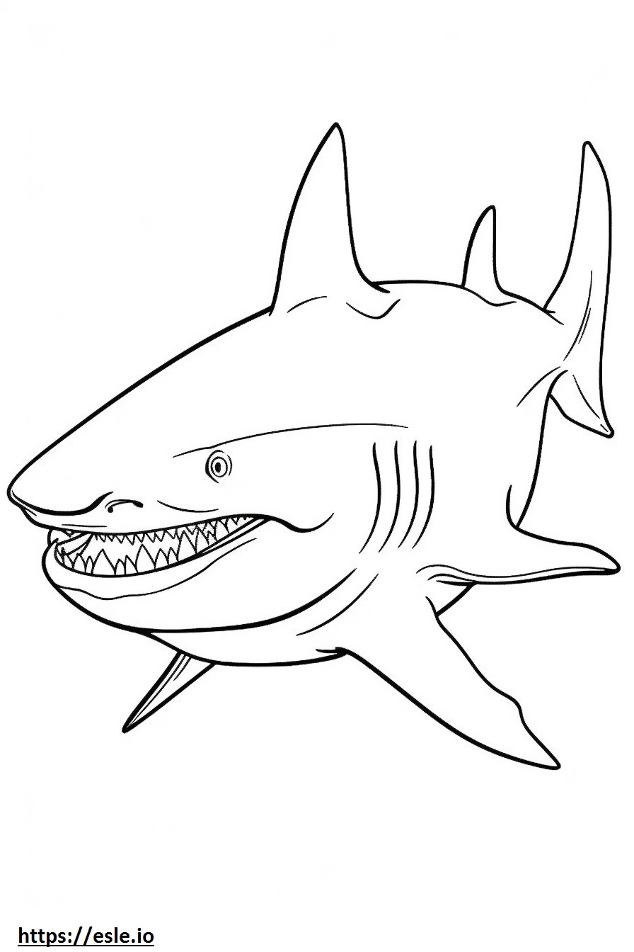 Tiburón toro feliz para colorear e imprimir