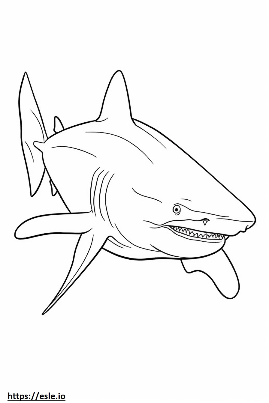 Tiburón toro jugando para colorear e imprimir