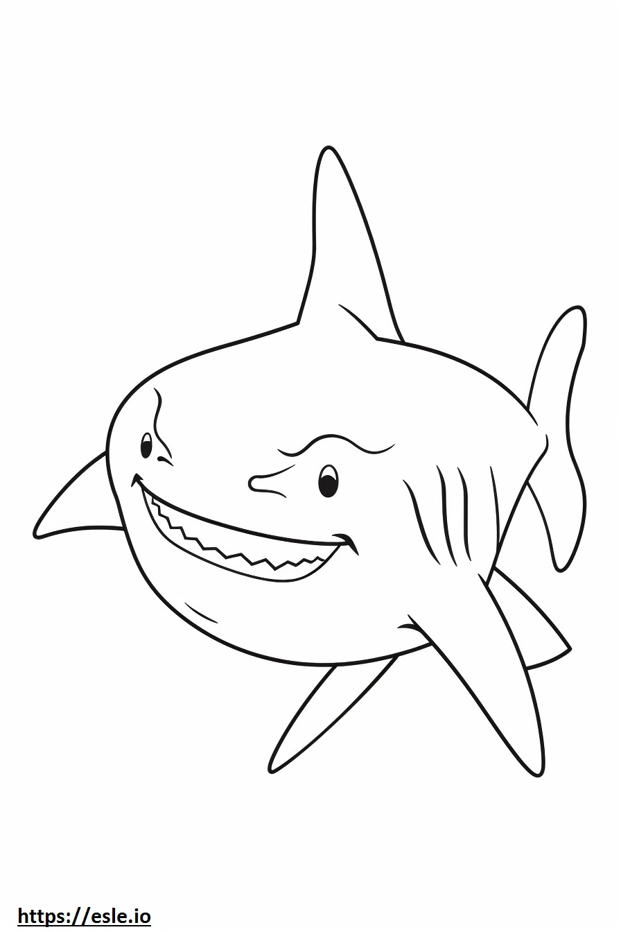 Bull Shark Kawaii coloring page