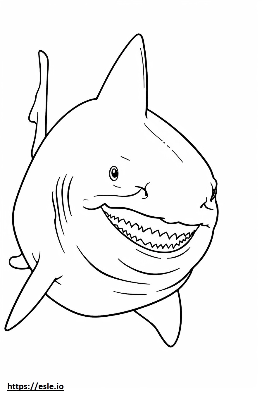 Tiburón Toro Kawaii para colorear e imprimir