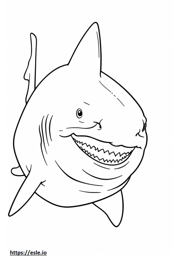 Coloriage Requin bouledogue Kawaii à imprimer