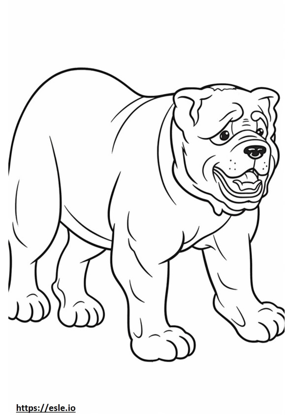 Bulldogi leikkii värityskuva