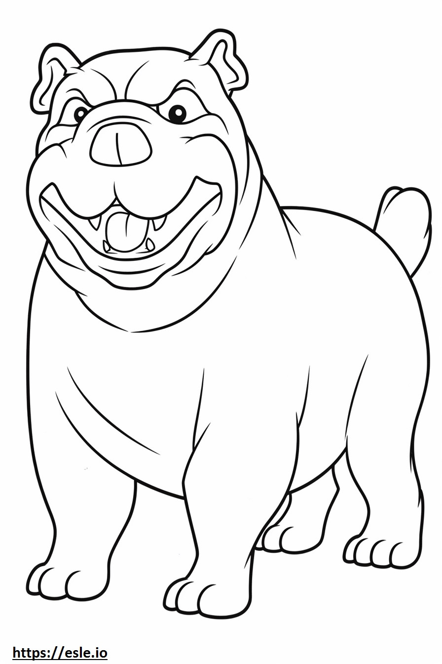 Bulldogge Kawaii ausmalbild