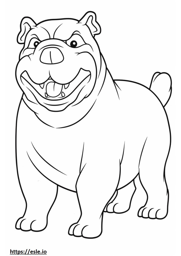 Bulldoggi Kawaii värityskuva