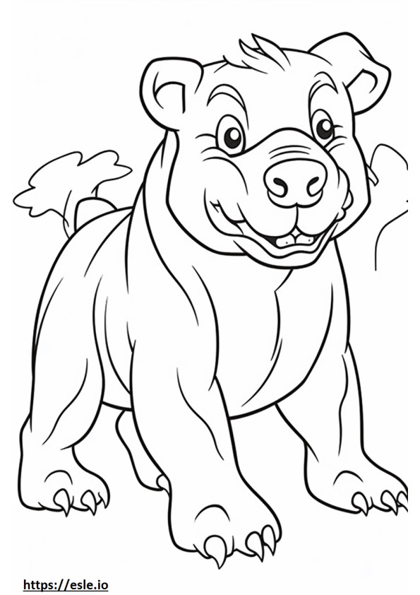 Bulldoggi Kawaii värityskuva