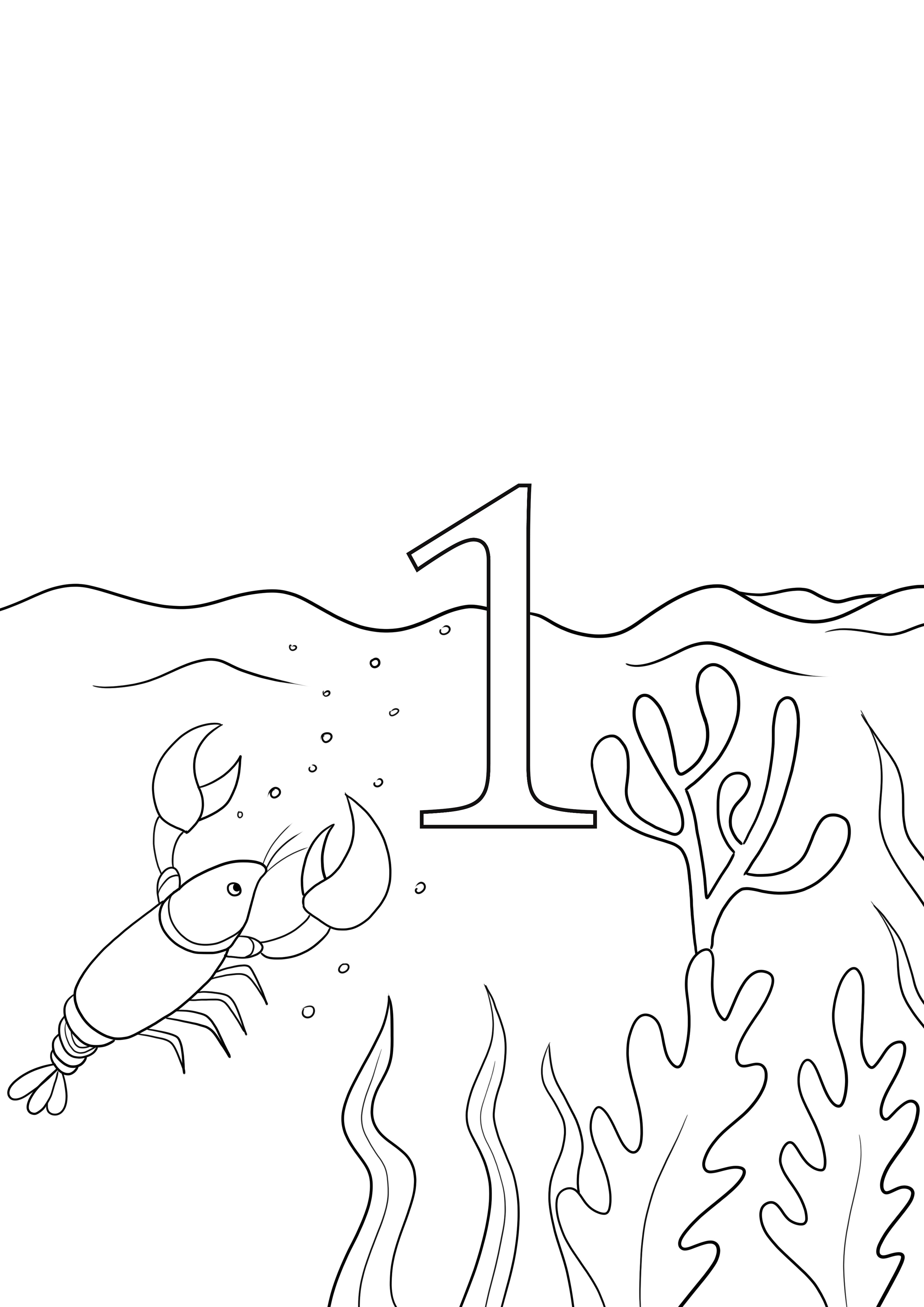 Número 1 - uma imagem imprimível sem caranguejo