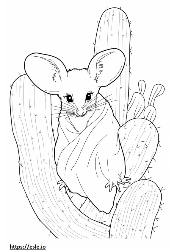 Bebé ratón cactus para colorear e imprimir