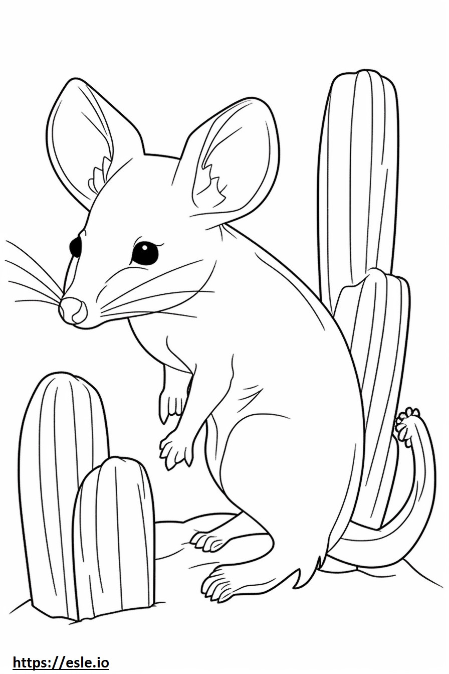 Dibujos animados de ratón cactus para colorear e imprimir