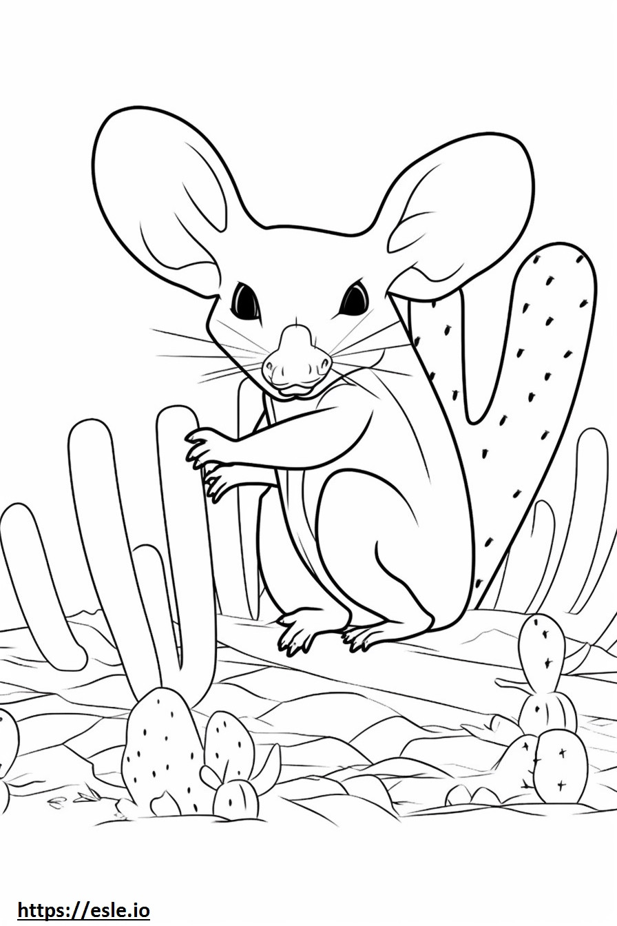 Coloriage Cactus souris jouant à imprimer