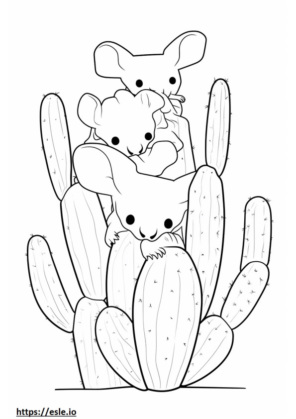 Coloriage Cactus Souris Kawaii à imprimer