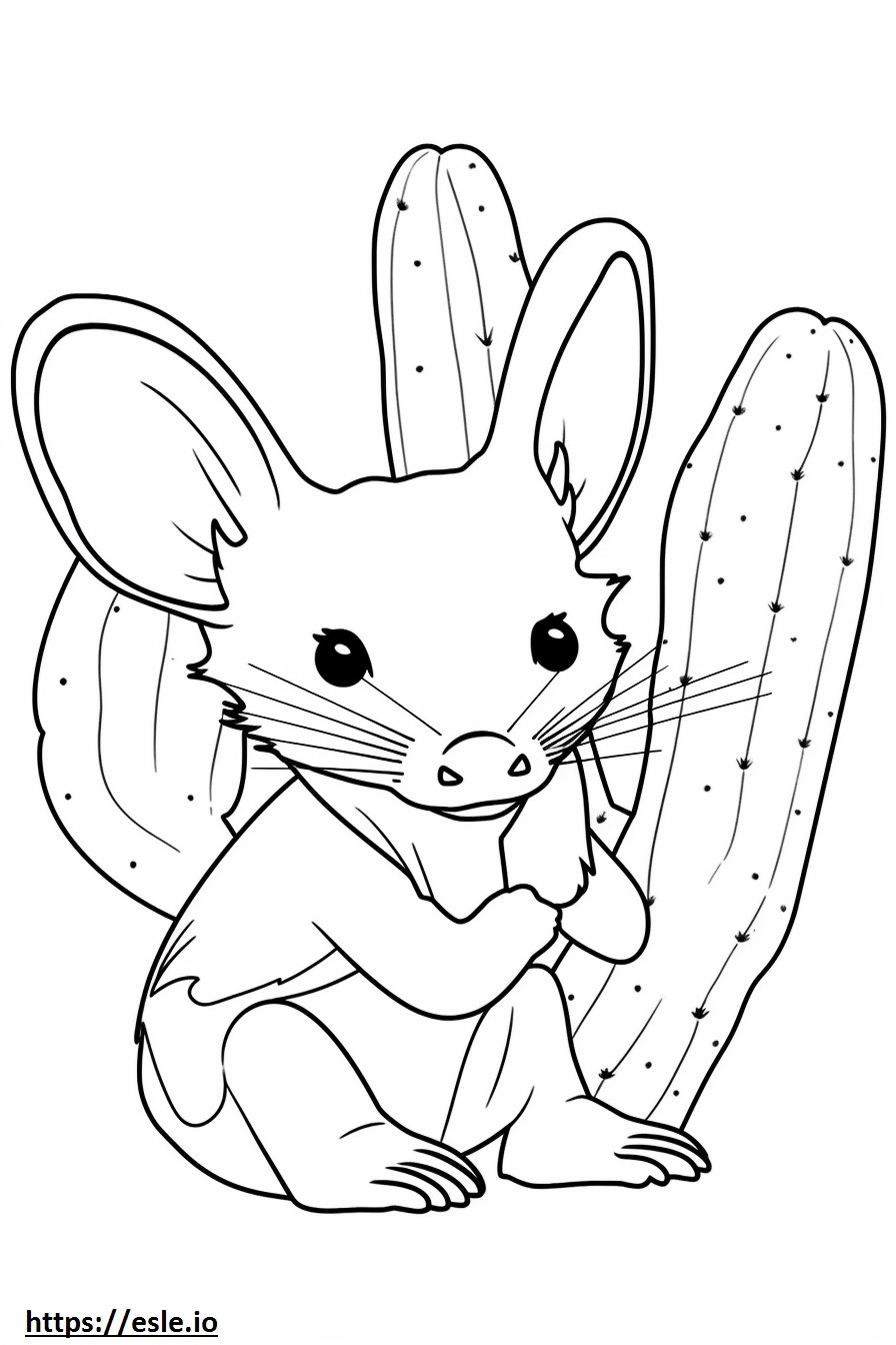 Cactus Mouse Kawaii värityskuva