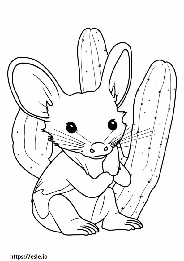 Cactus Mouse Kawaii coloring page