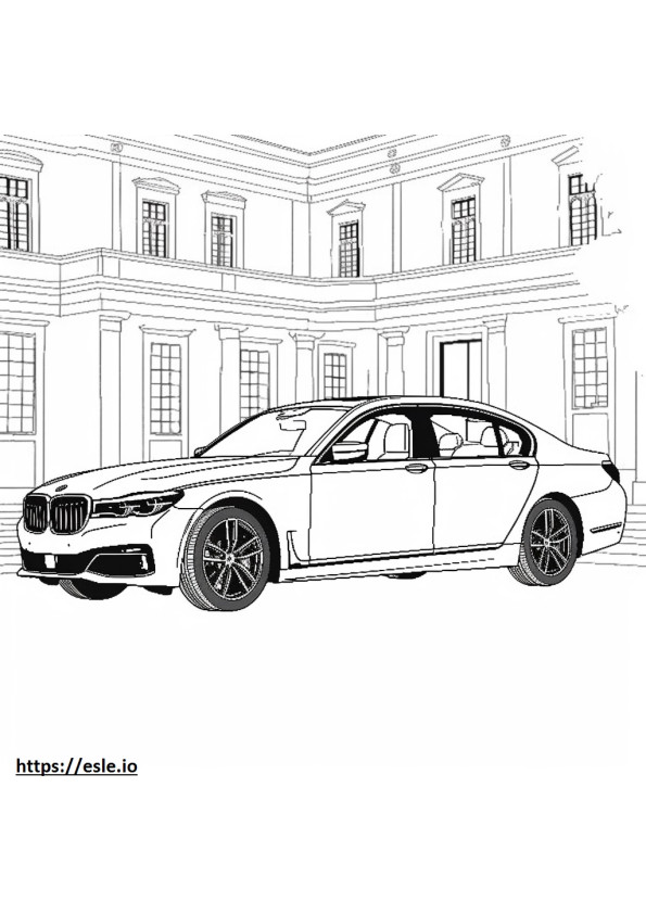 BMW 740i xDrive Sedán 2024 para colorear e imprimir
