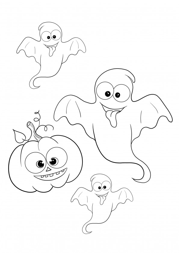 Fantômes effrayants d'Halloween à colorier et imprimer gratuitement