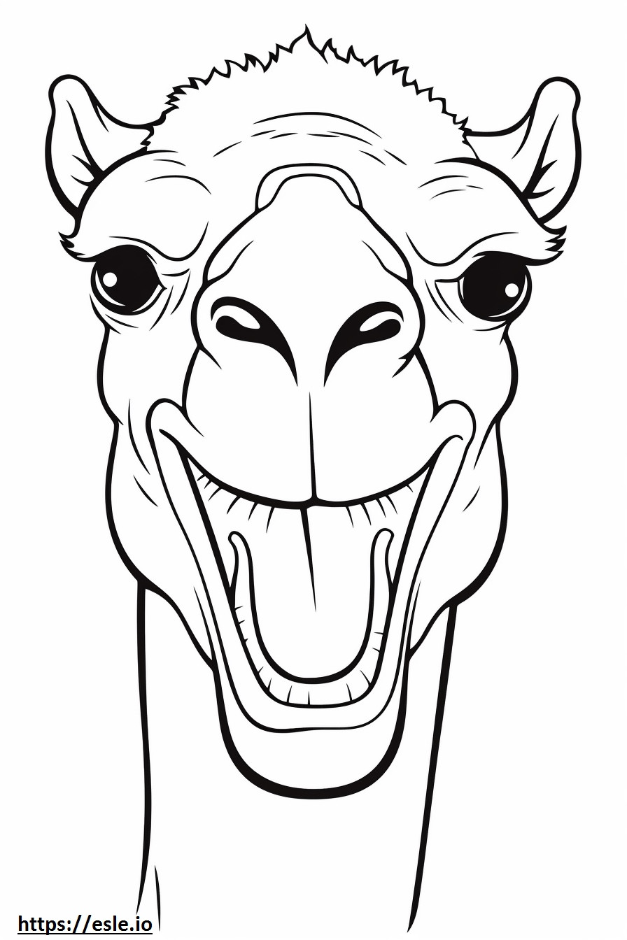 Emoji sorriso di cammello da colorare