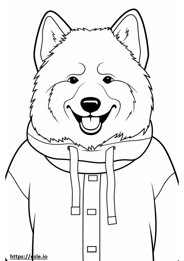 Emoji de sorriso de cachorro esquimó canadense para colorir