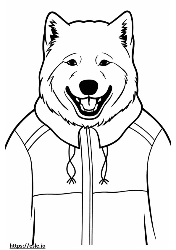 Coloriage Emoji souriant du chien esquimau canadien à imprimer