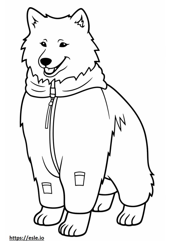 Coloriage Caricature de chien esquimau canadien à imprimer