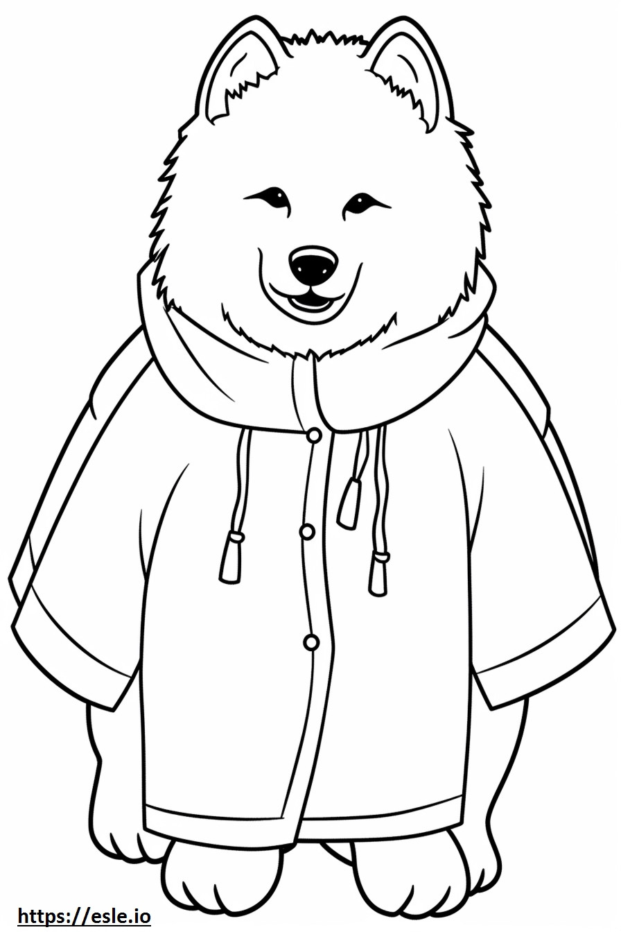 Perro esquimal canadiense Kawaii para colorear e imprimir